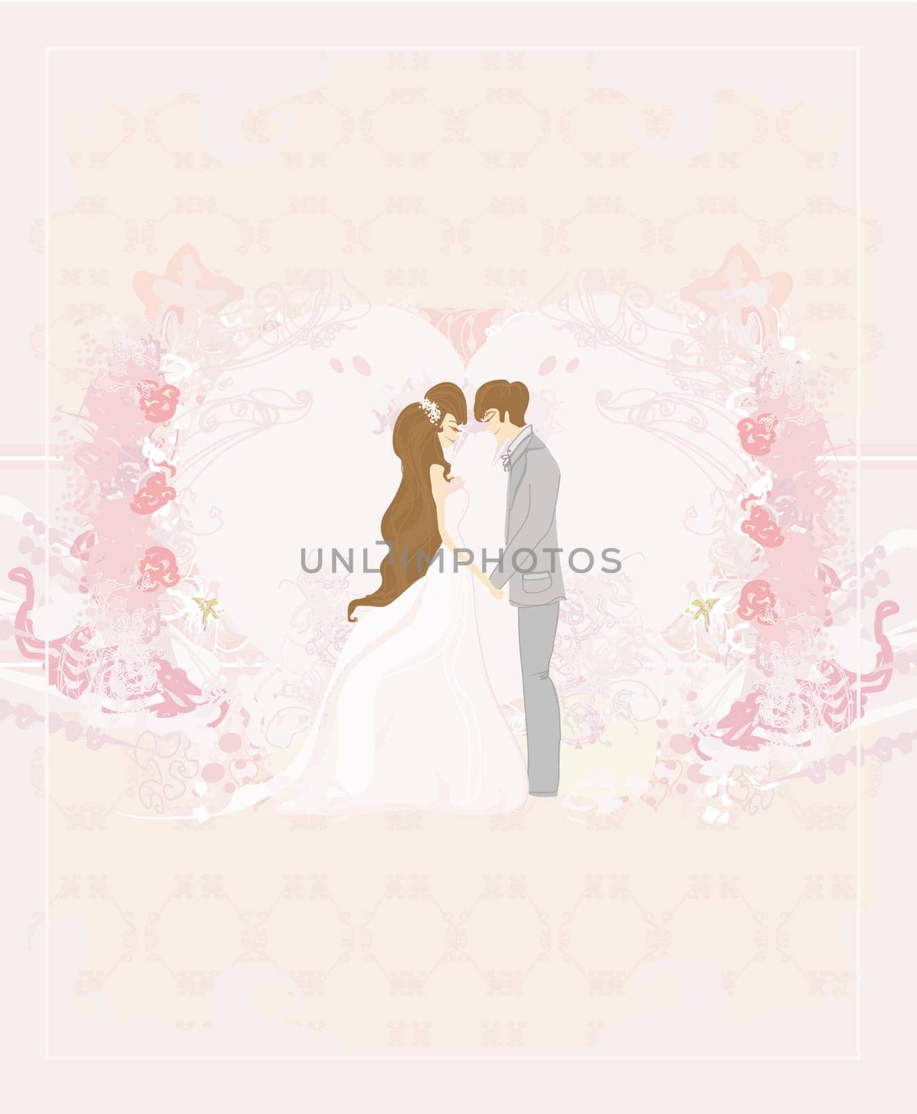 elegant wedding invitation with wedding couple