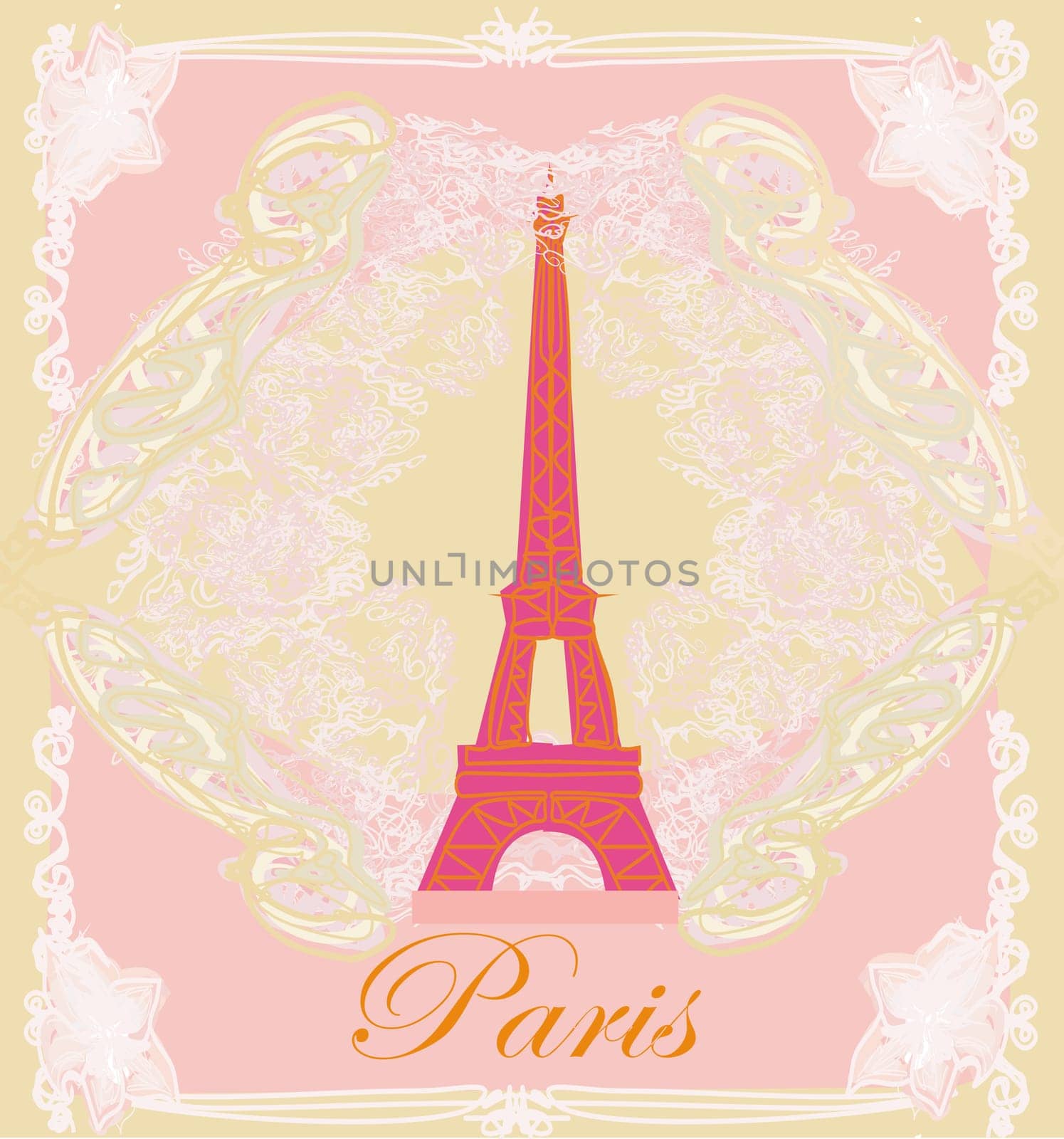 vintage retro Eiffel in Paris card