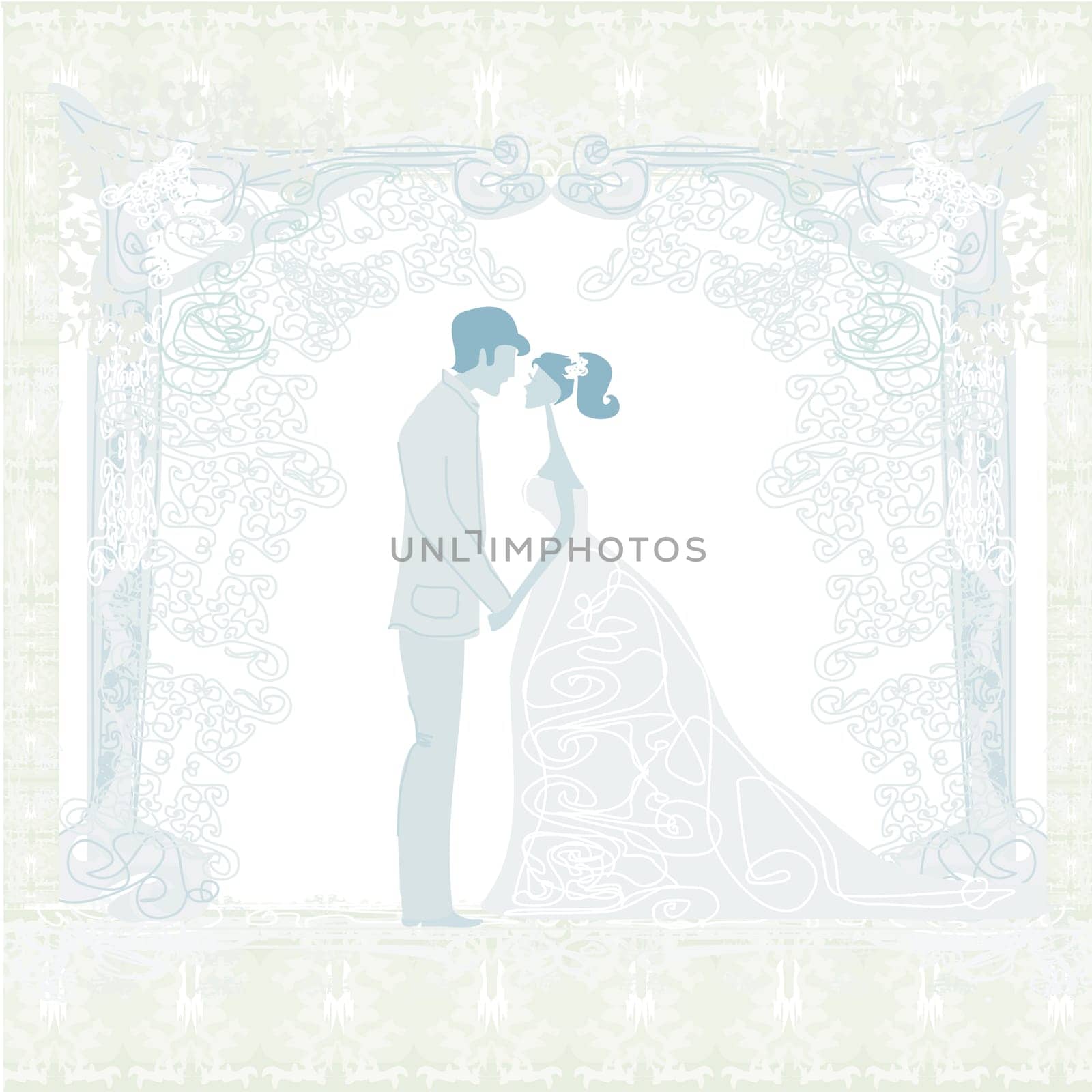 elegant wedding invitation with wedding couple