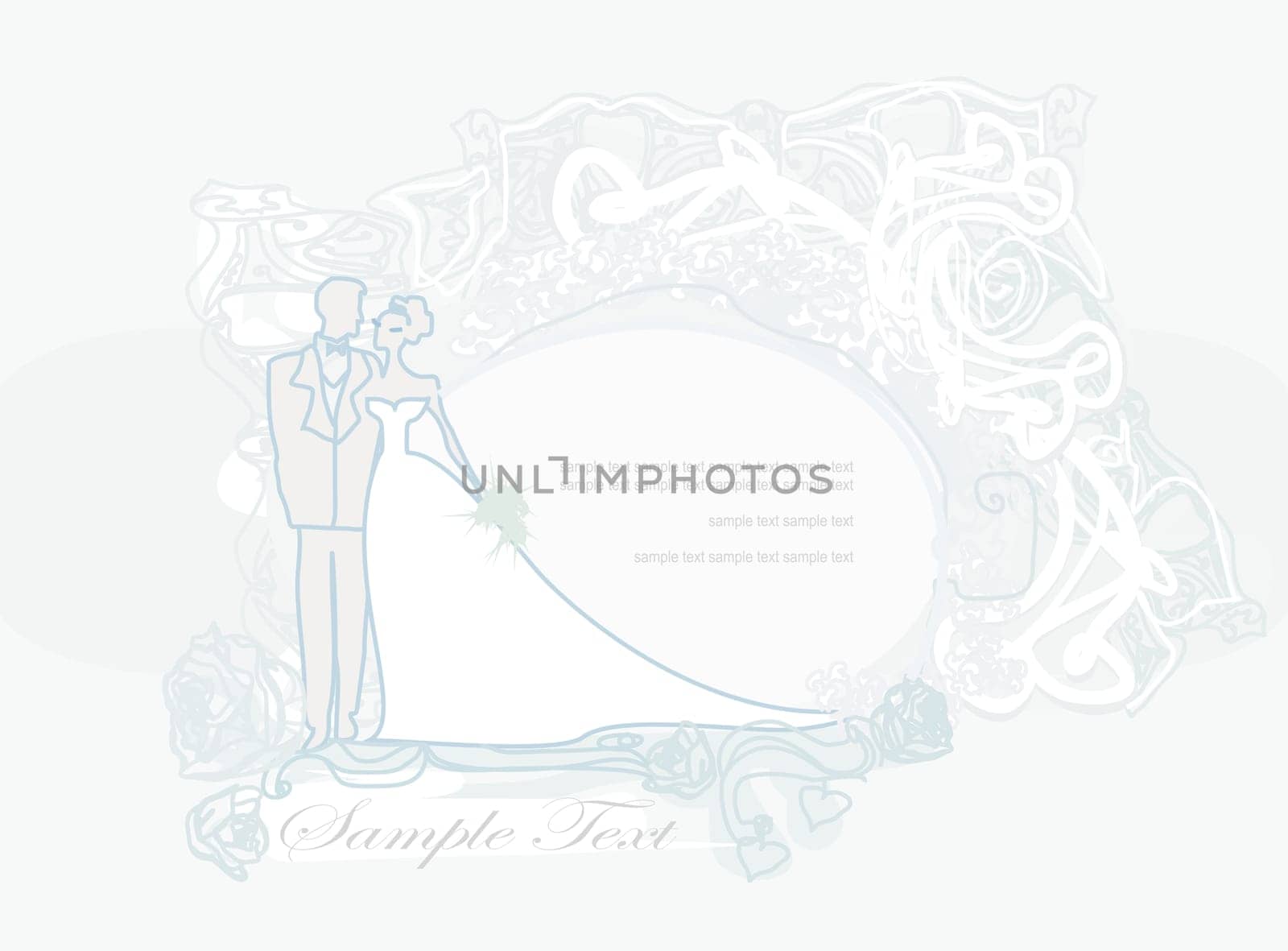 elegant wedding invitation with wedding couple