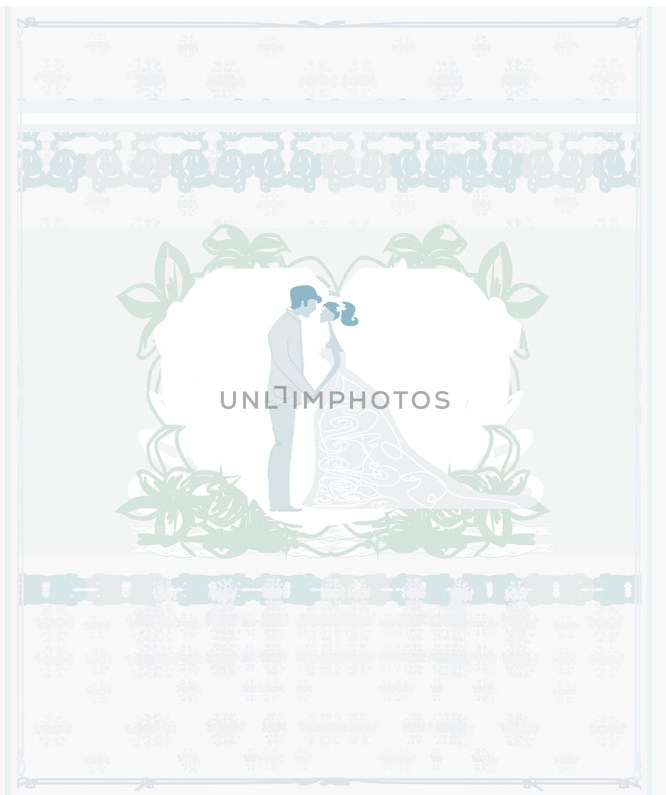 elegant wedding invitation with wedding couple