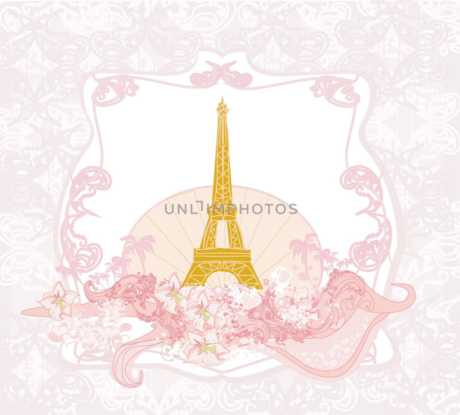 vintage retro Eiffel in Paris card