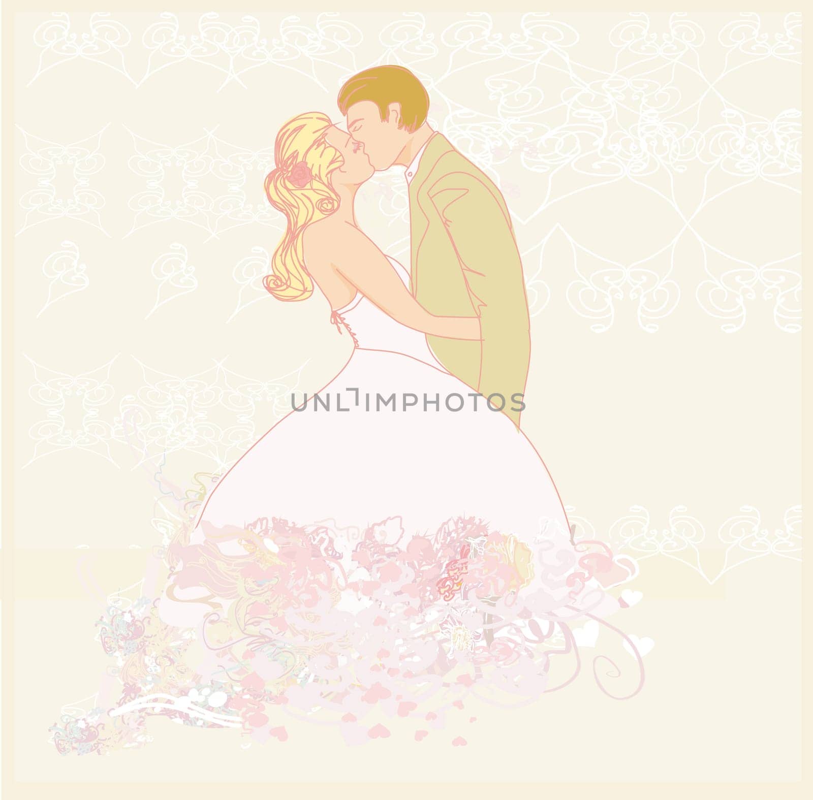 elegant wedding invitation with wedding couple