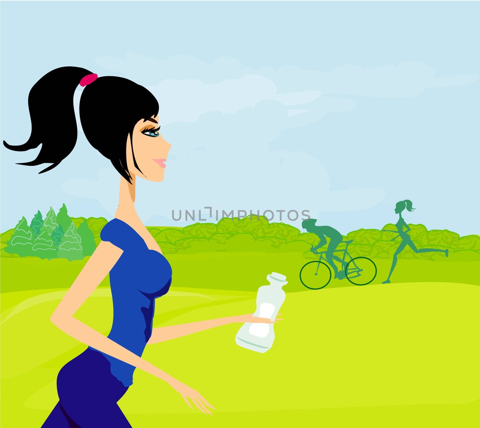 slim girl jogging fitness in the park