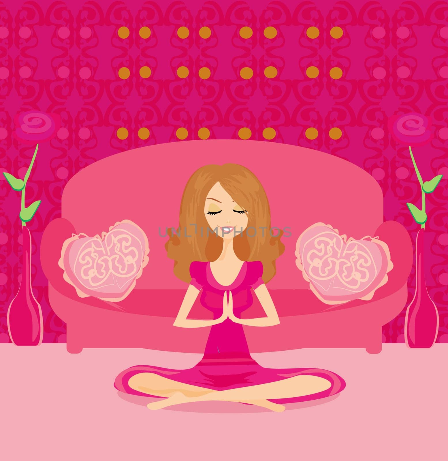 Yoga girl in lotus position