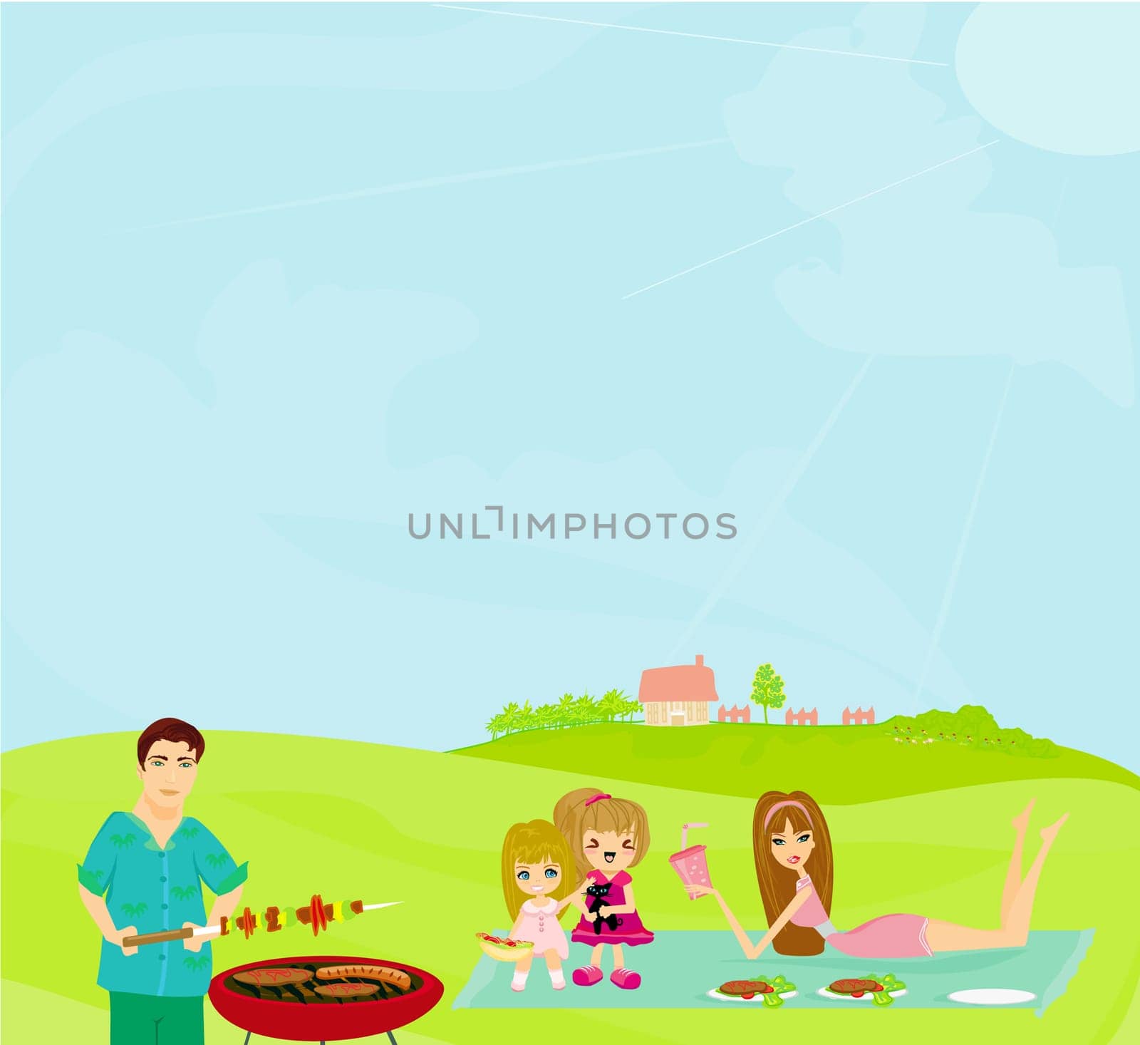 Family Having A Barbecue Party