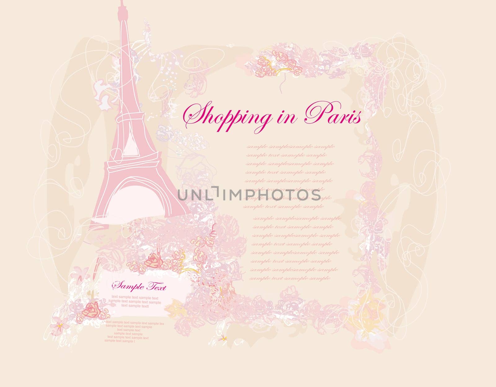 vintage retro Eiffel in Paris card