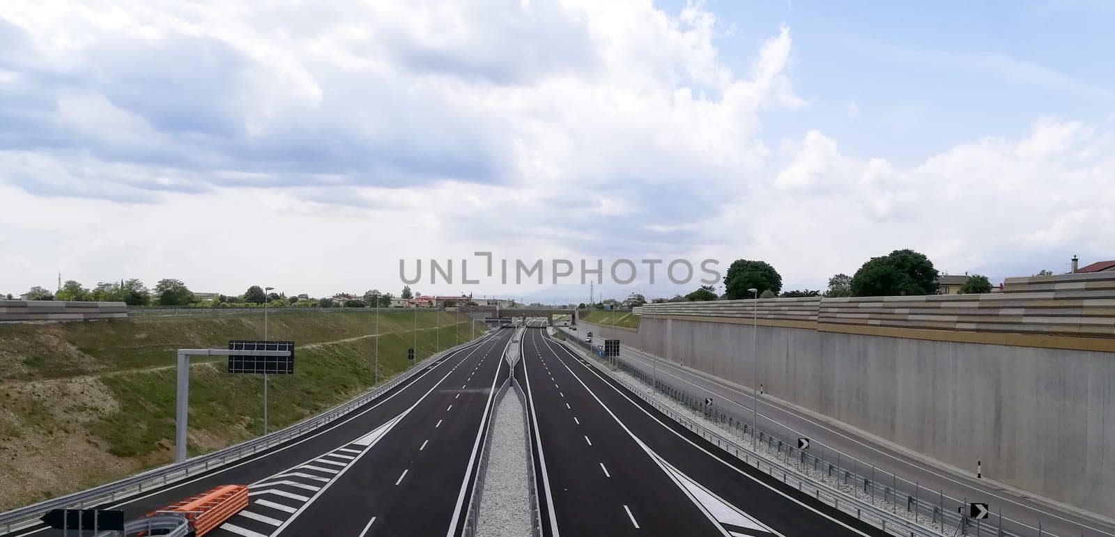 Brand new Empty highway view. No traffic. Transportation background