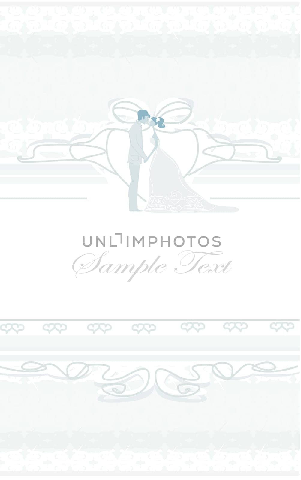 elegant wedding invitation with wedding couple