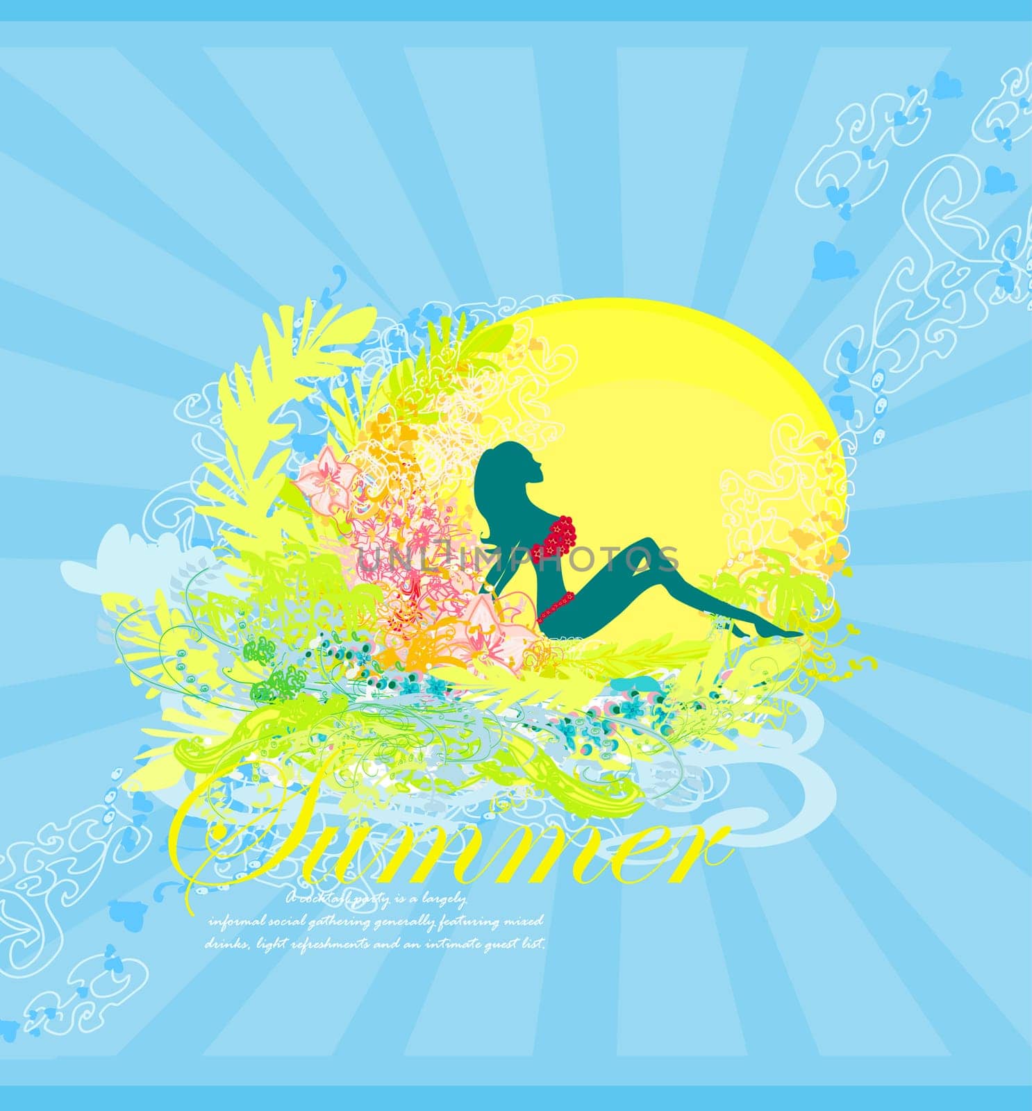 Tropical sexy girl silhouette Grunge Poster