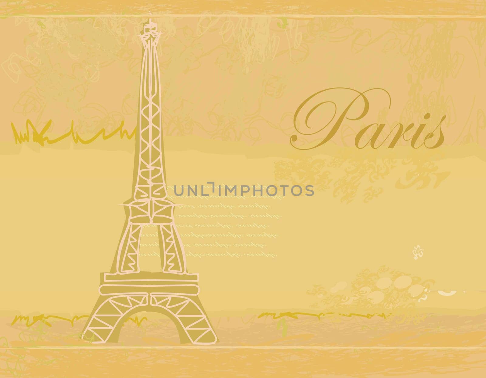 vintage retro Eiffel in Paris card
