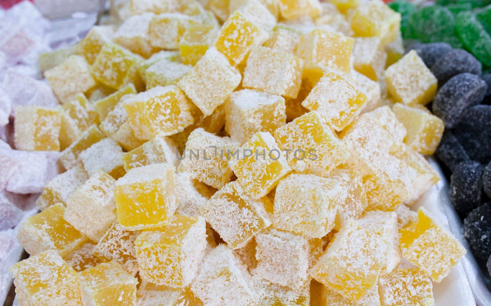 Turkish lemon delights. Items displayed at street market stall