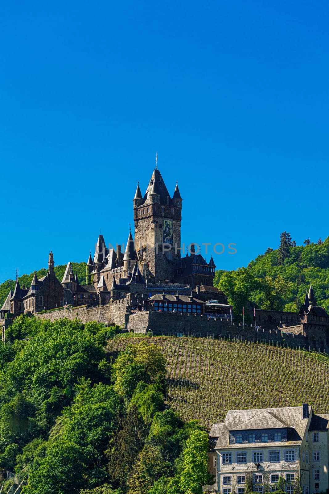 Town of Cochem with the imperial Castle. Historic european castle