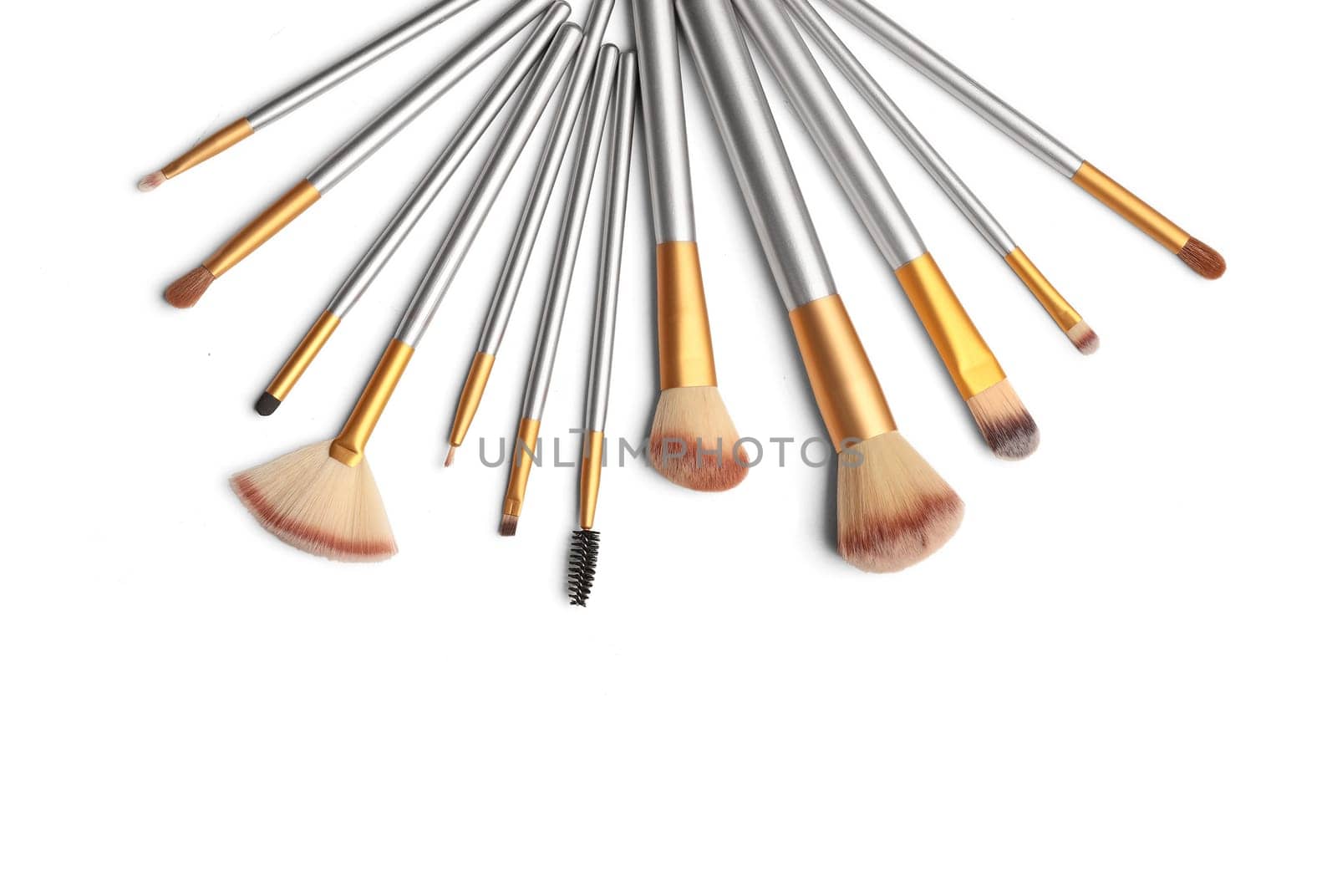 Cosmetics. Make up brushes set over white background. With clipping path