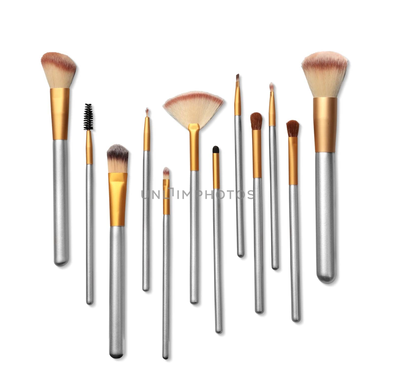 Cosmetics. Make up brushes set over white background. With clipping path