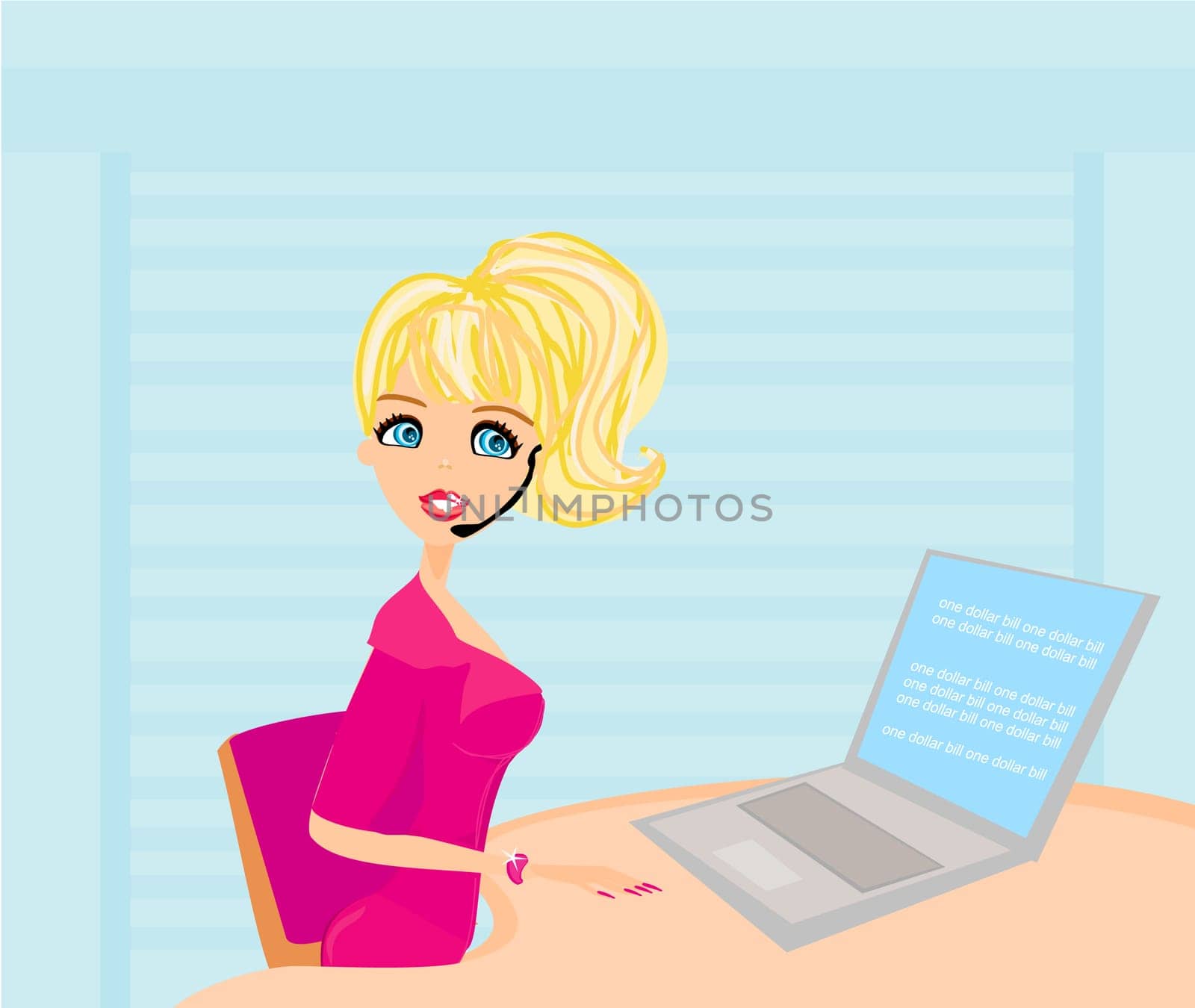 beautiful secretary working with computer