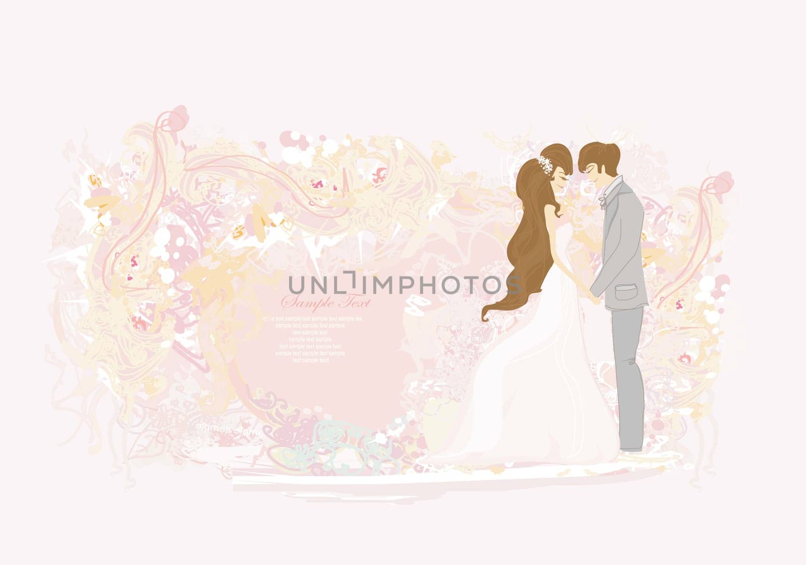 elegant wedding invitation with wedding couple