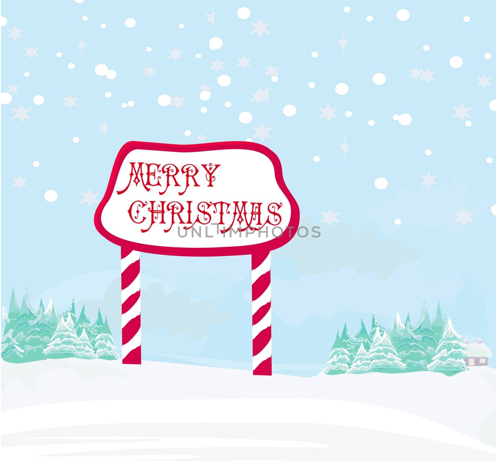 Winter in the village card