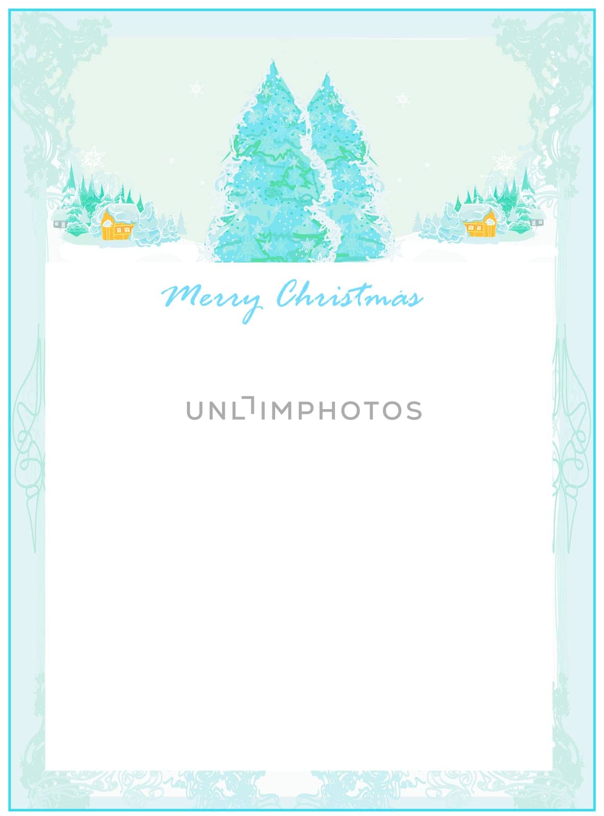 Christmas night in the village card