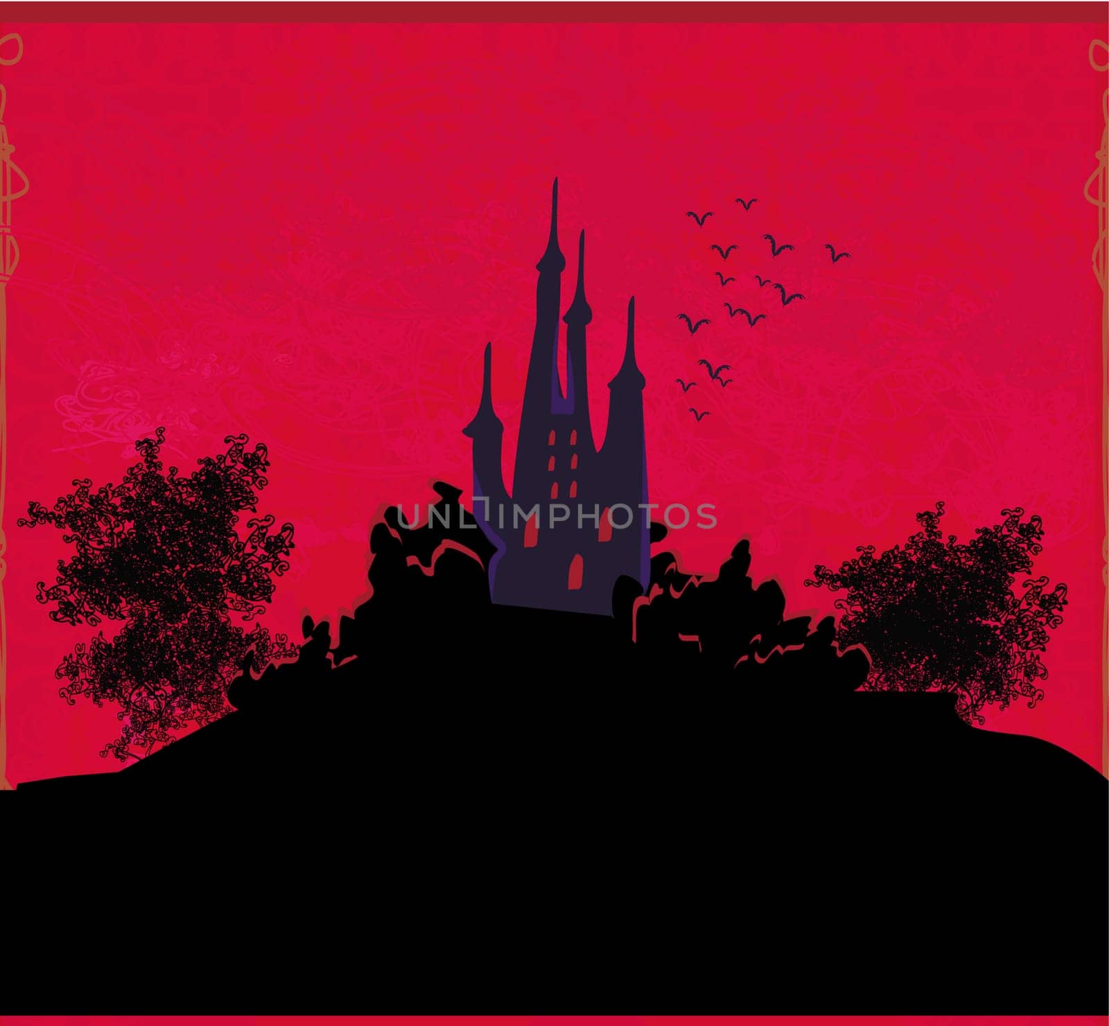 grungy Halloween background with haunted house
