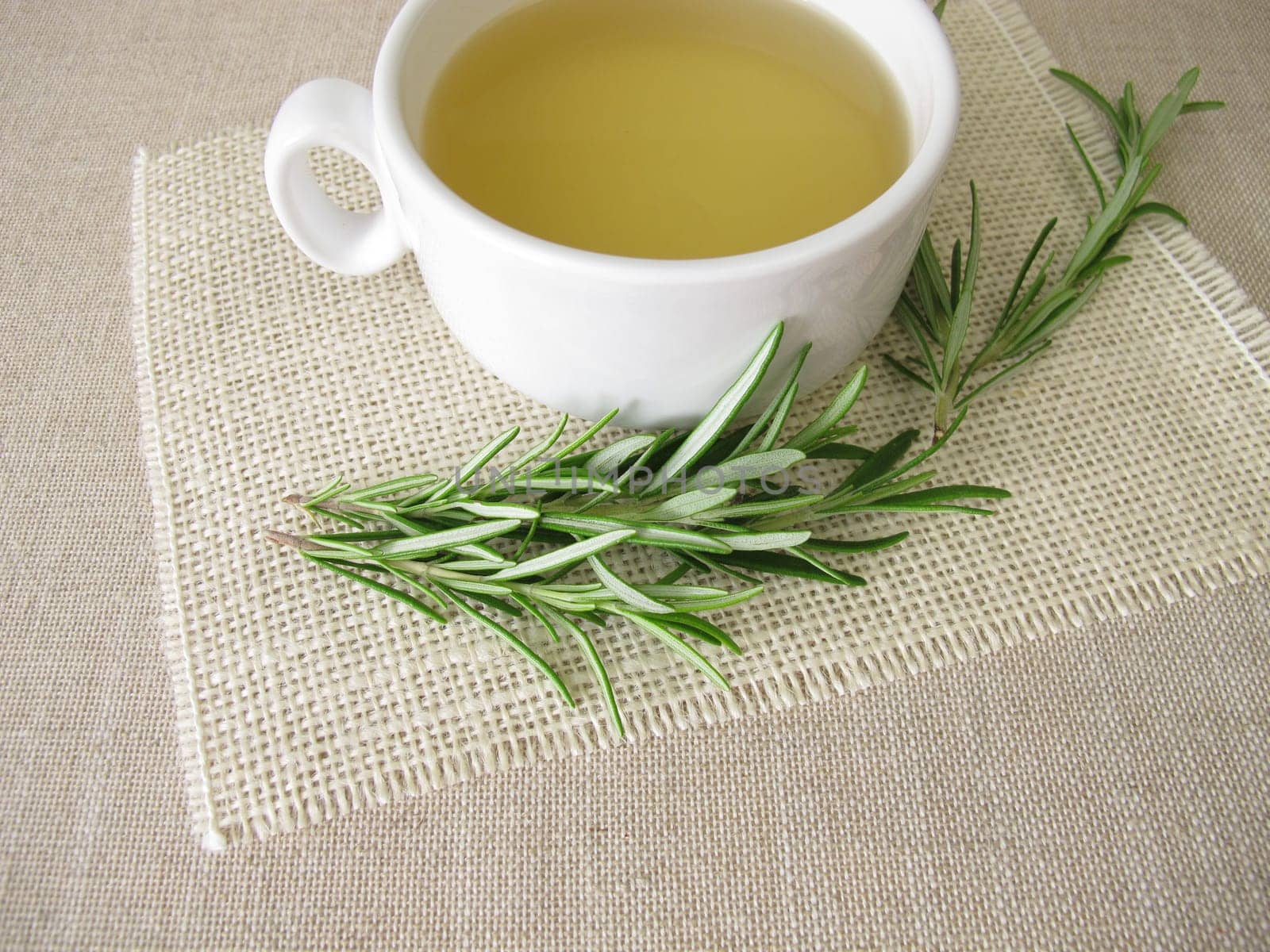 Herbal tea form fresh rosemary herbs