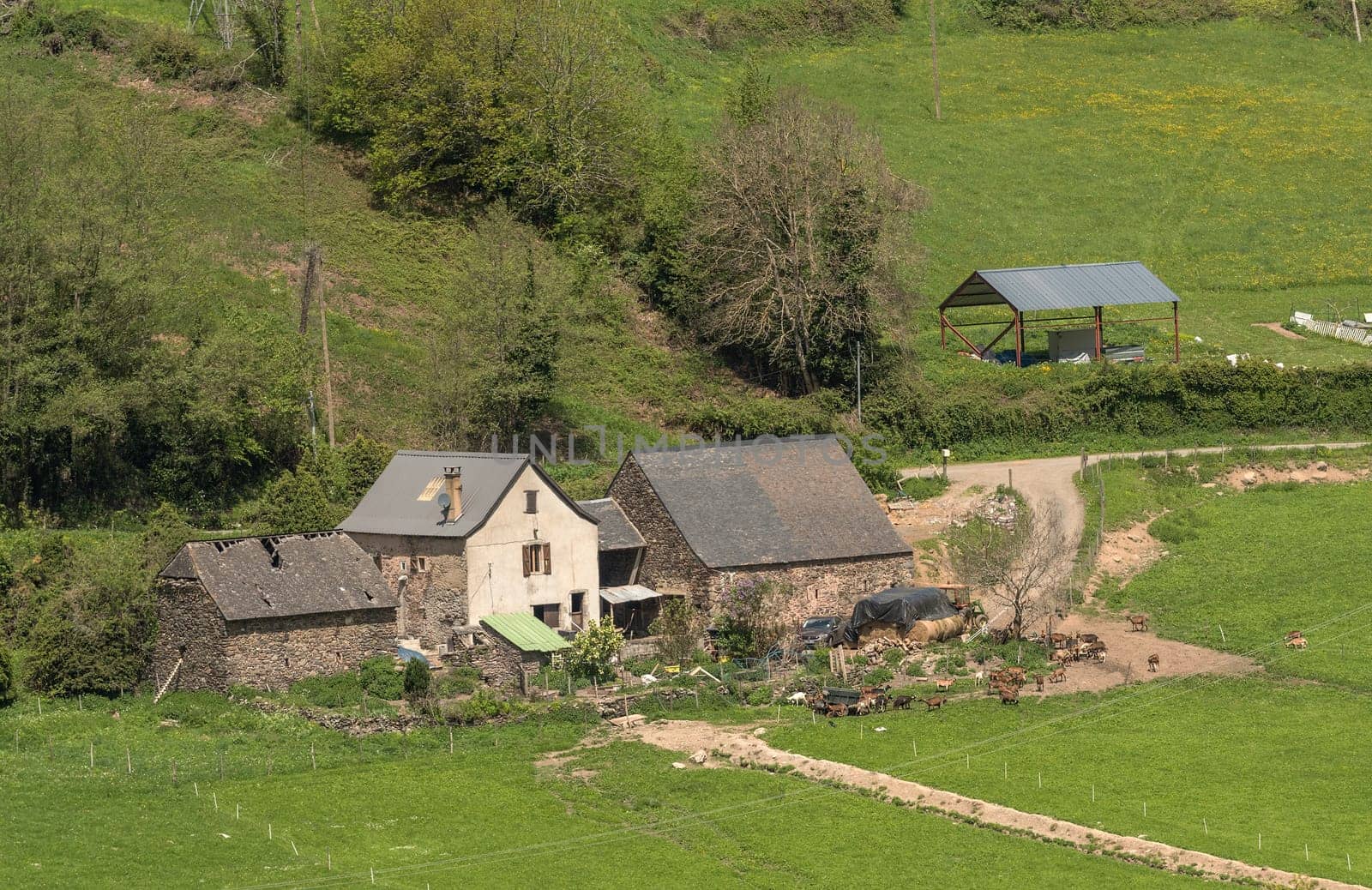 small farm on the Somport Pass in the Pyrenees, France