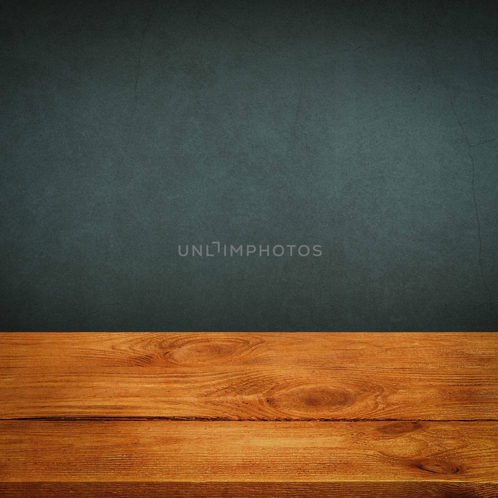The background is blank wooden boards and a textured plastered wall with lighting and vignetting. For product demonstrations, free space, layout, mockup, perspective board, background board.