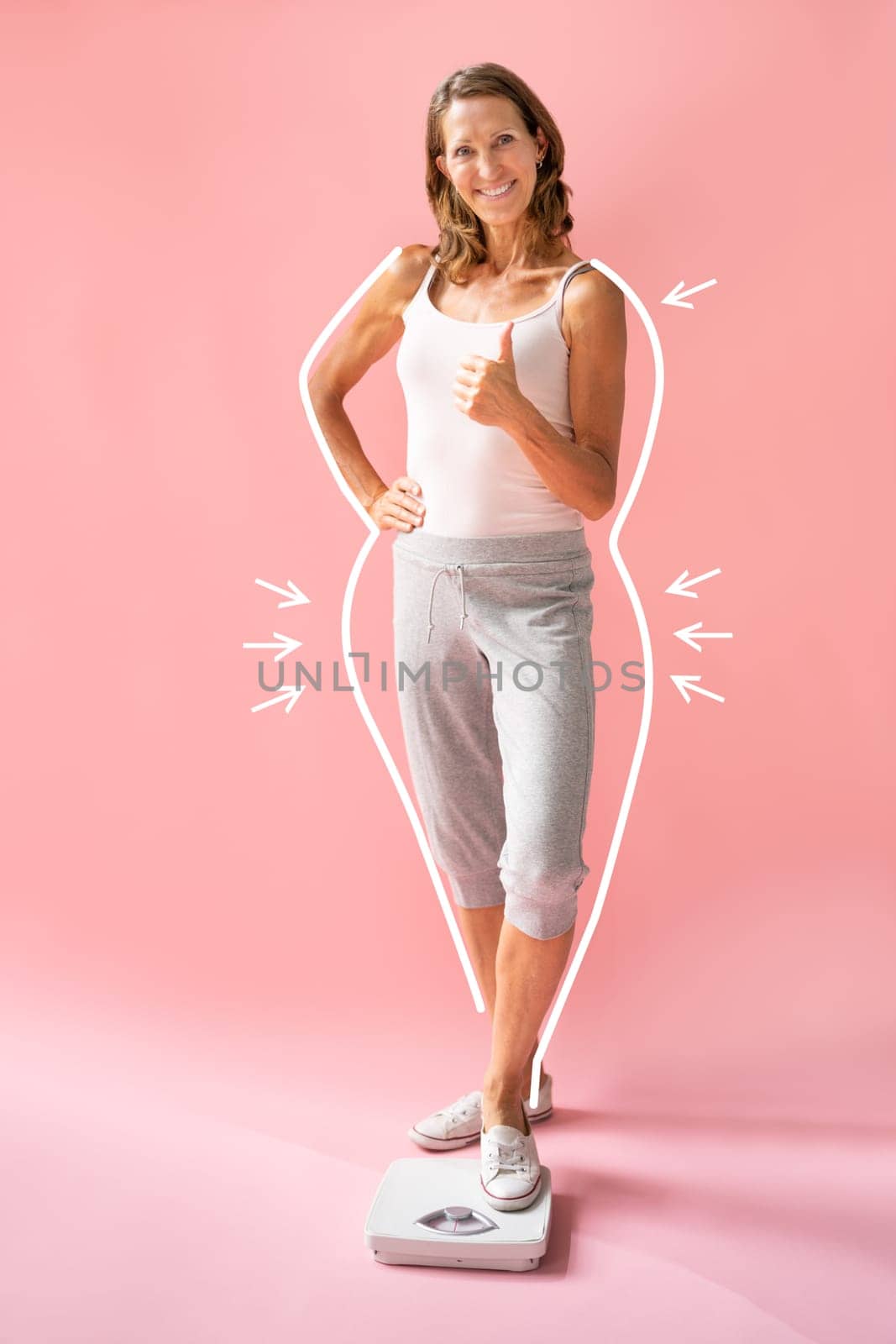 Woman Weight Loss And Slim Concept. Lose Fat