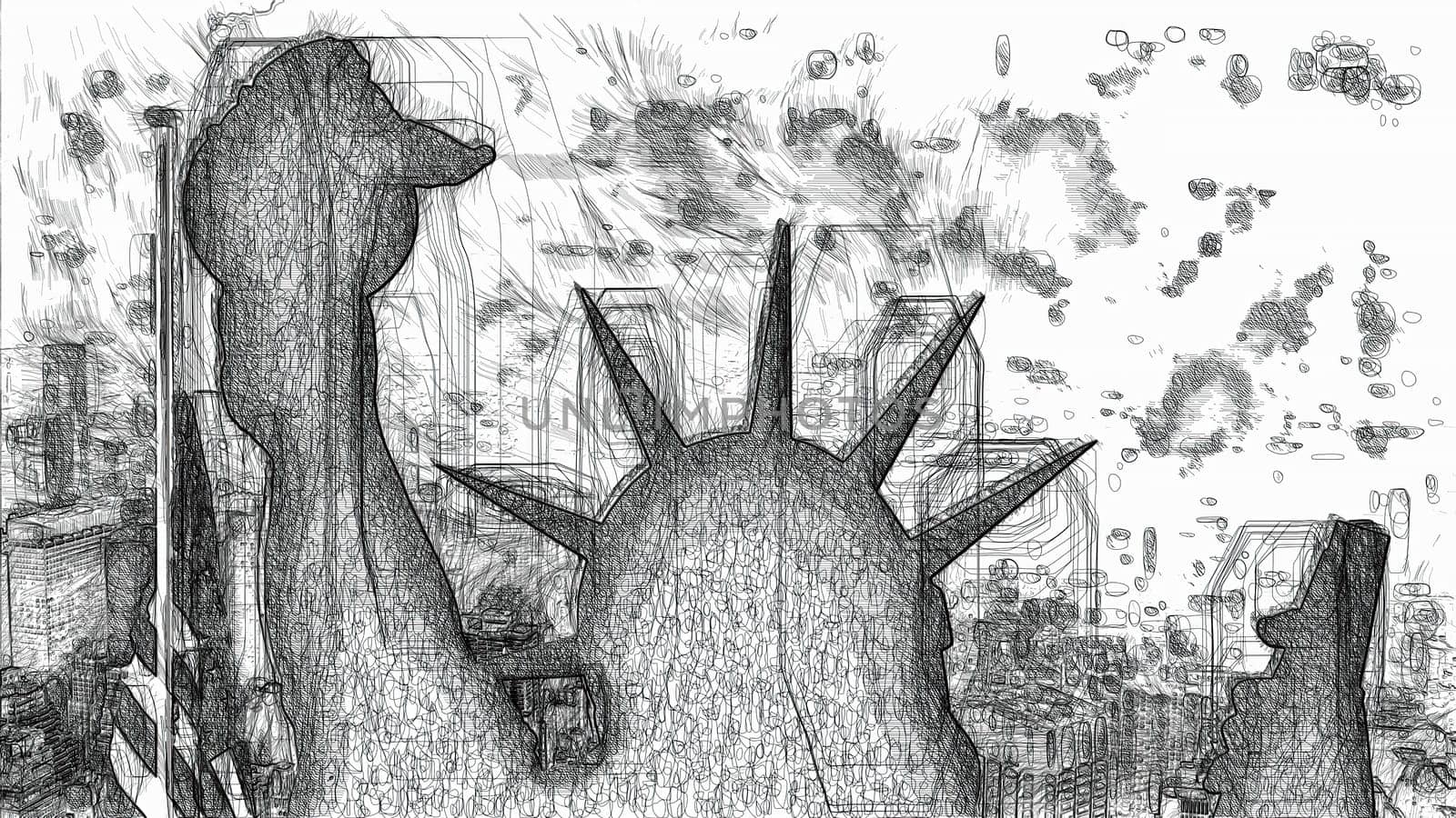 Statue of liberty hand draw digital art,Statue of liberty hand draw digital art