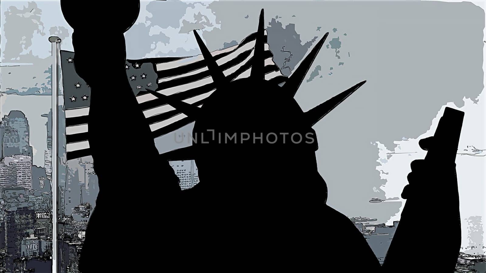 Statue of liberty hand draw digital art,Statue of liberty hand draw digital art
