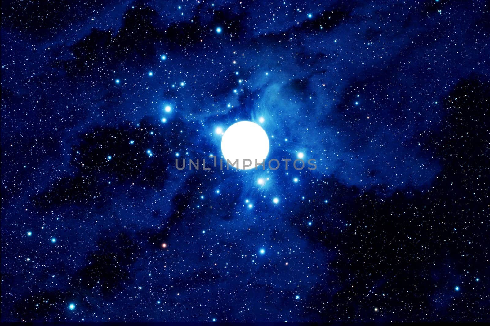 Full moon and stars