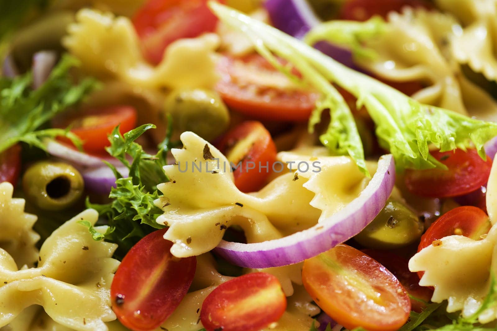 close up of pasta salad