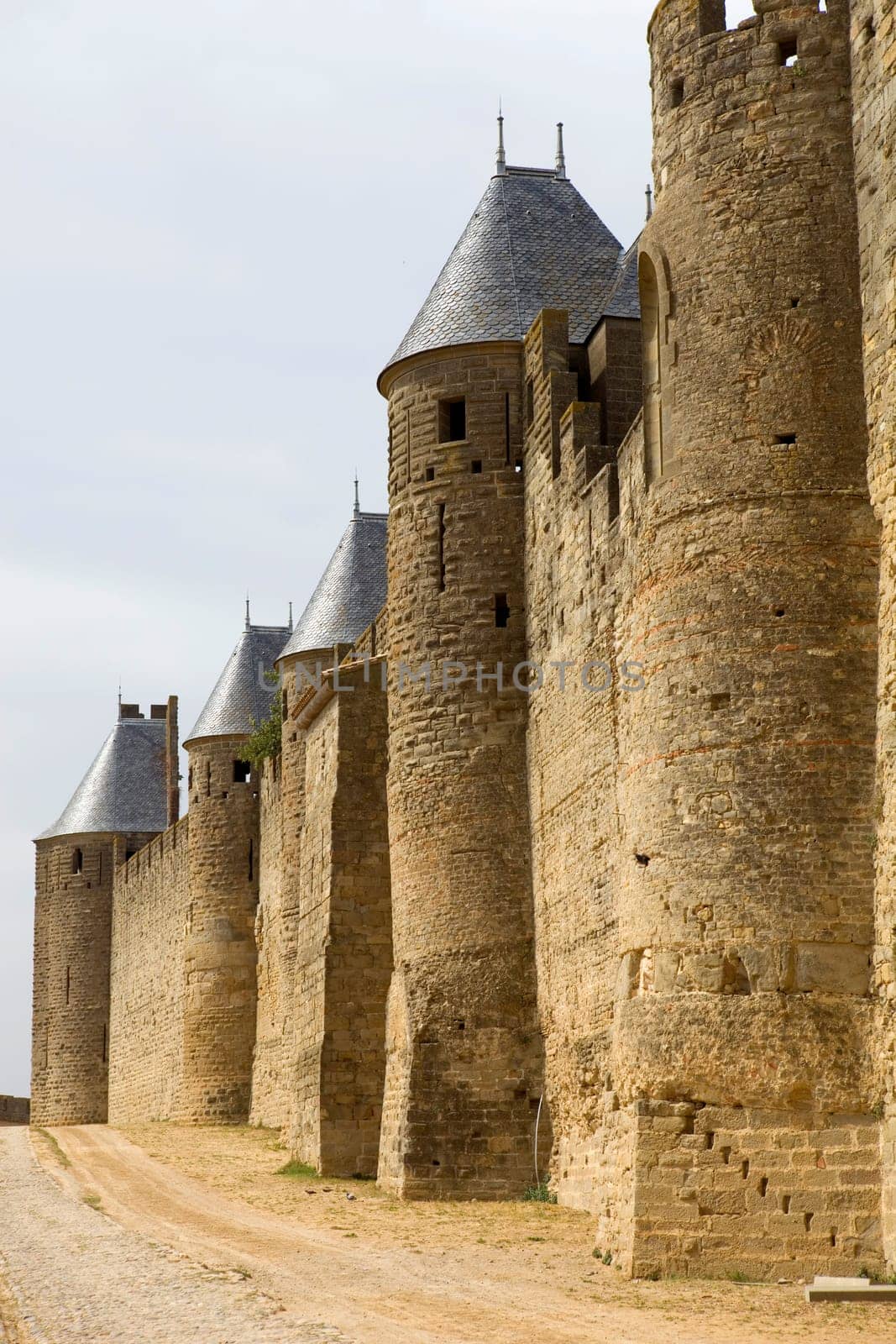 The ancient fortification of Carcassone in southern France