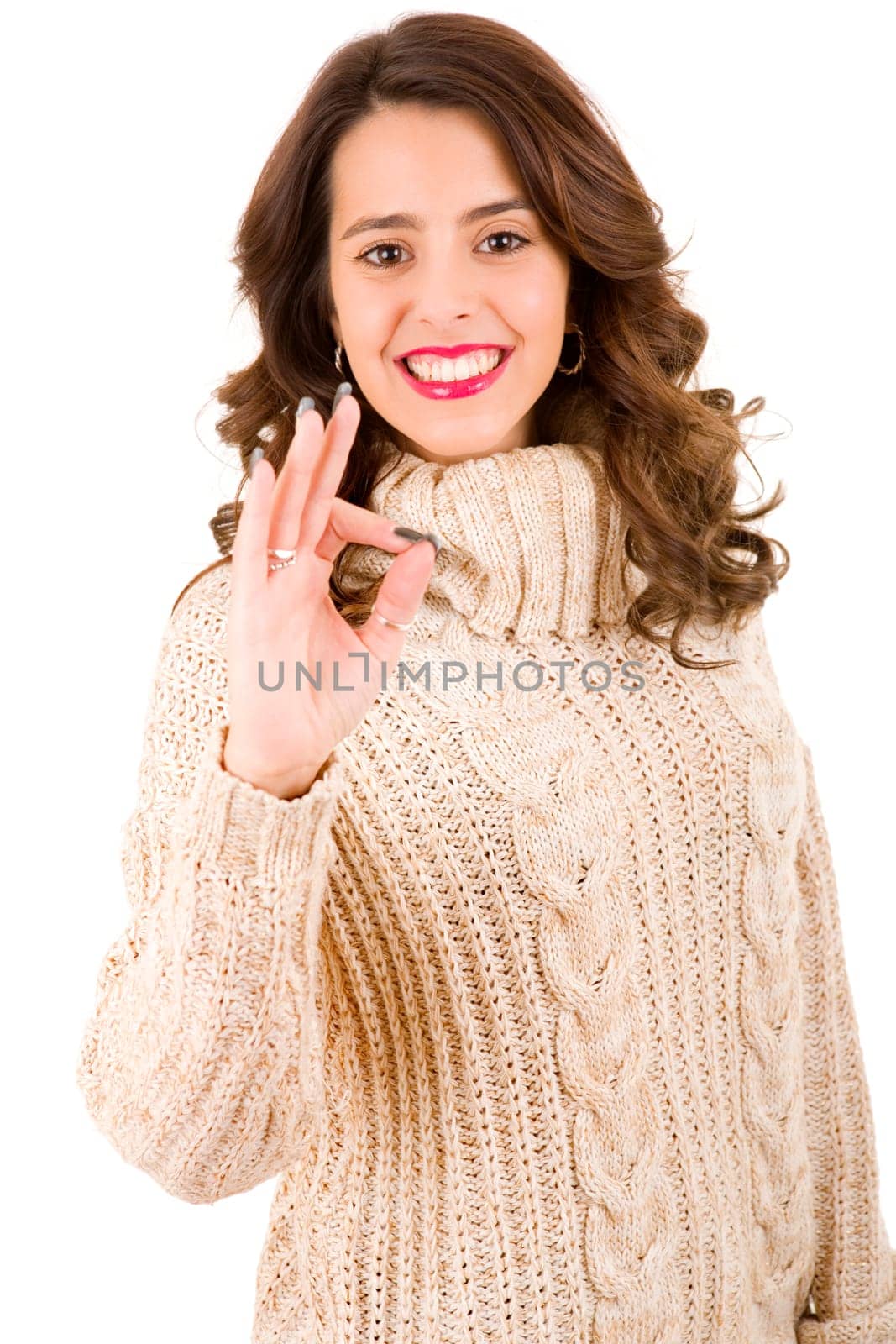 young casual beautiful woman, isolated in white