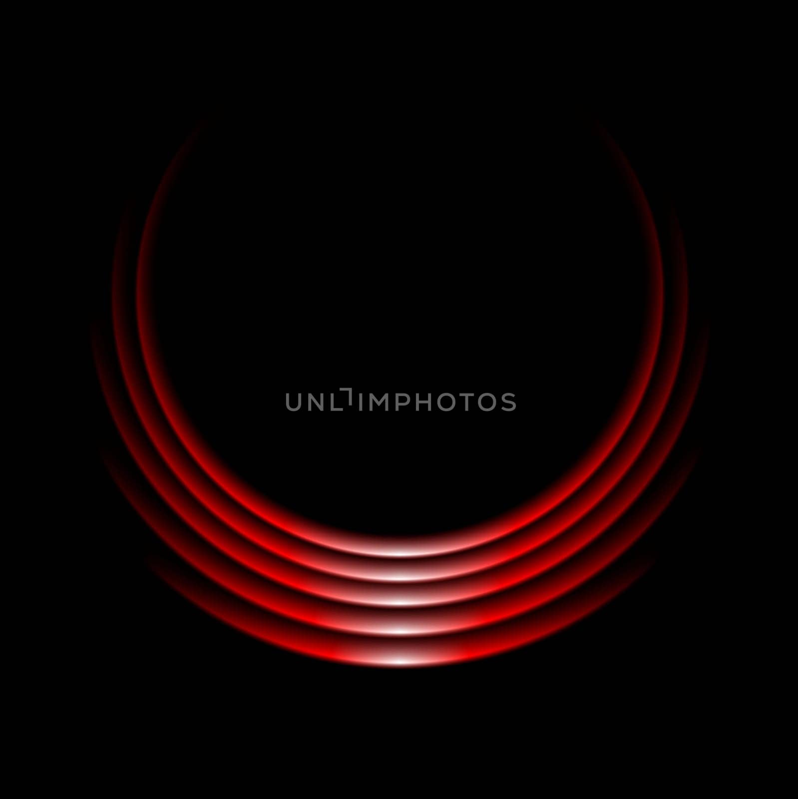 Glow vector red curve logo on black background