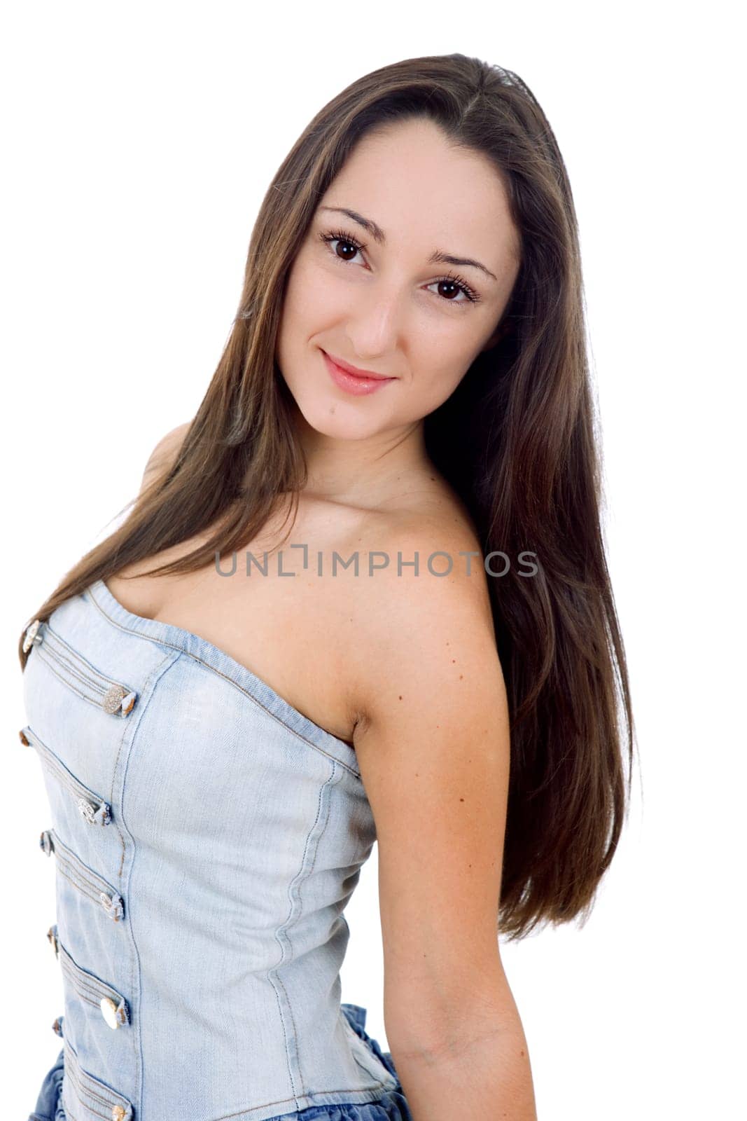 young casual beautiful woman, isolated in white
