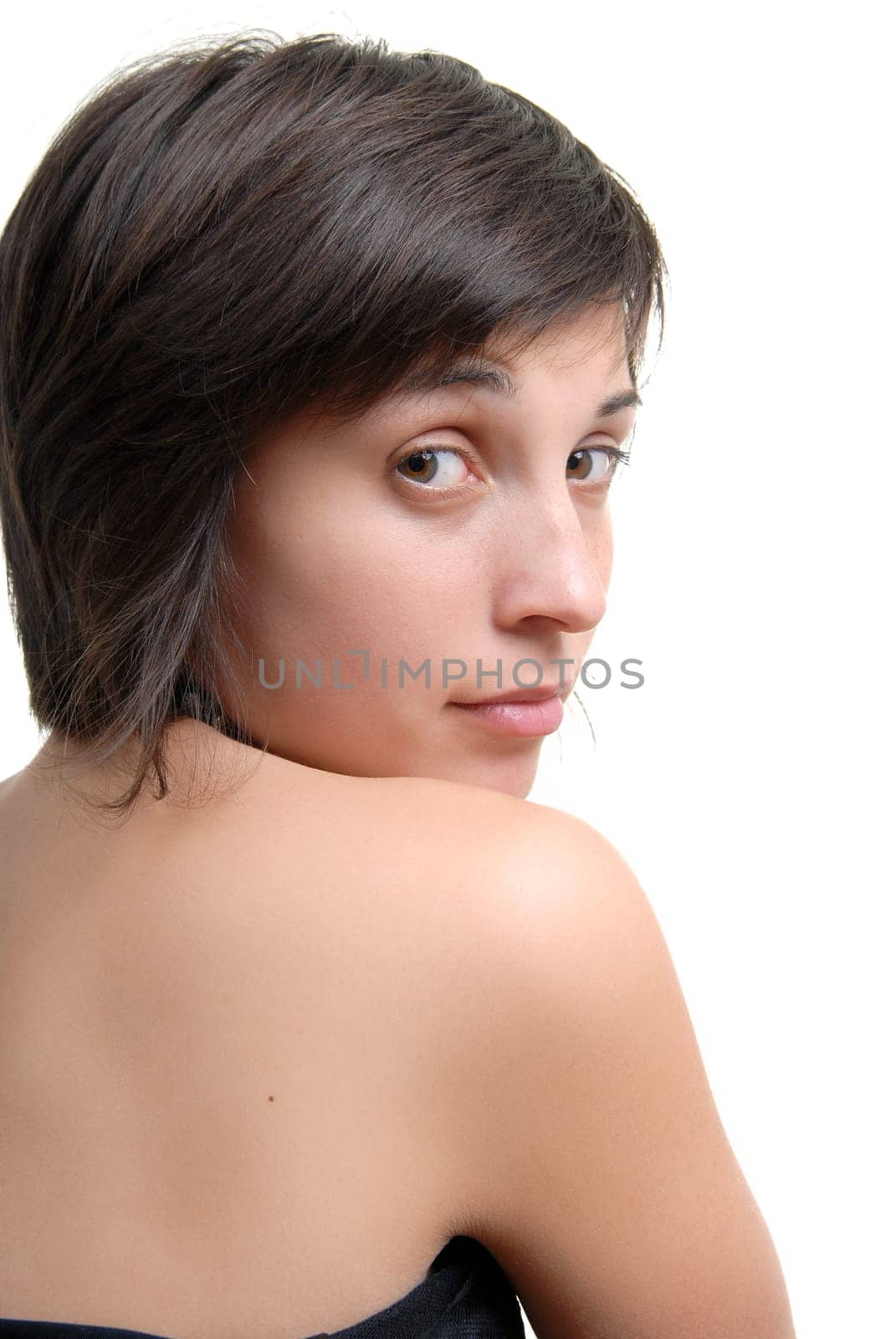 young beautiful woman, isolated in white