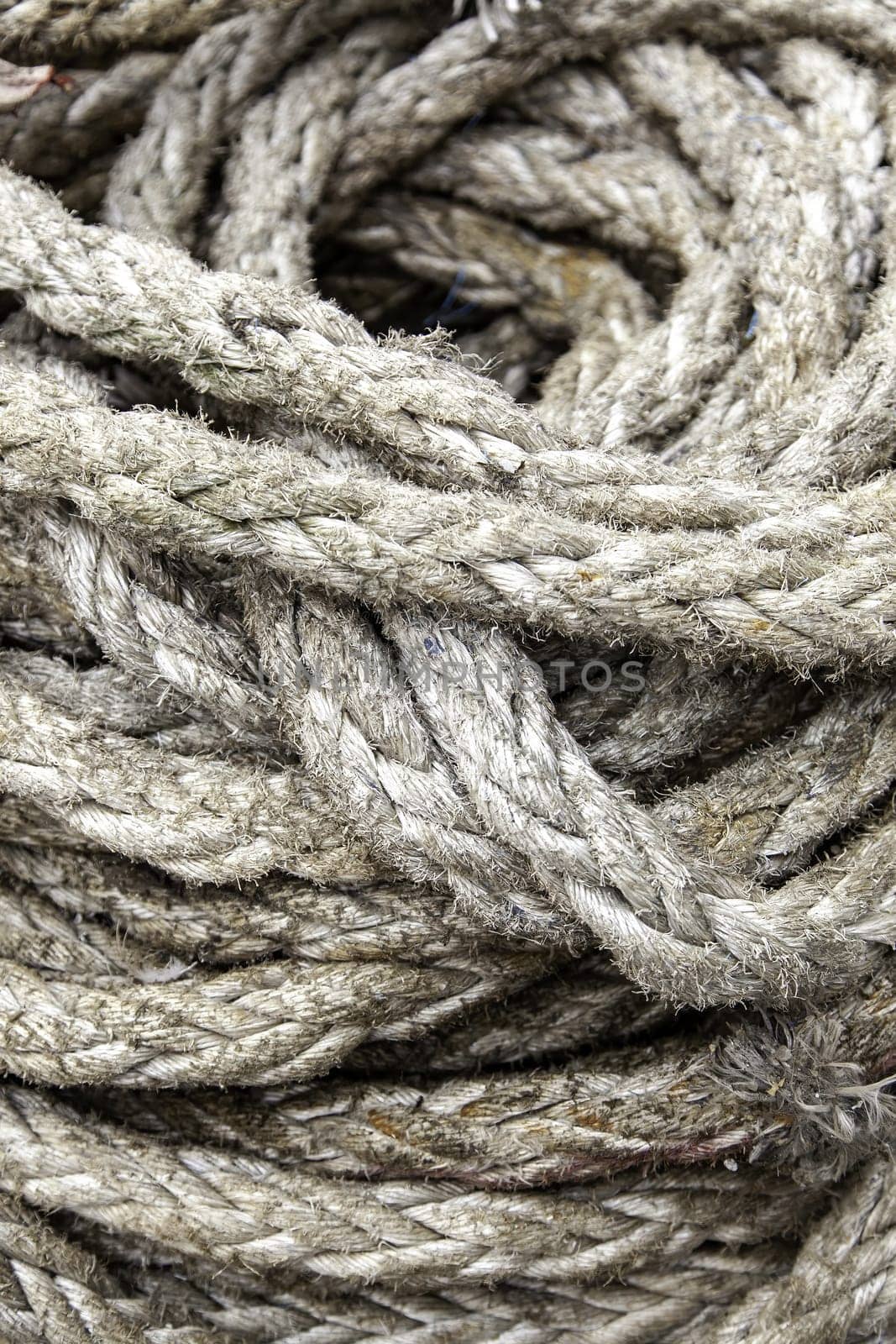 Detail of old and damaged fishing ropes