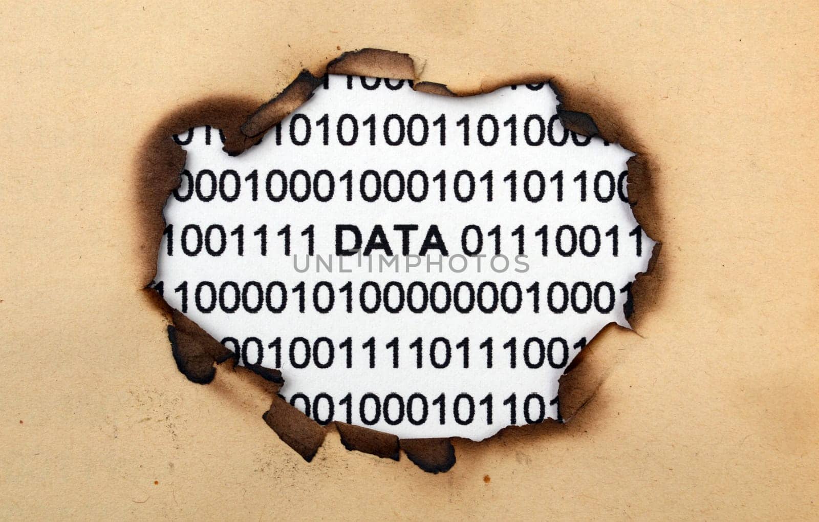 Data text on paper hole