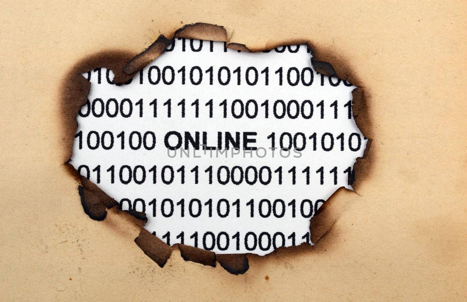 Online text on paper hole