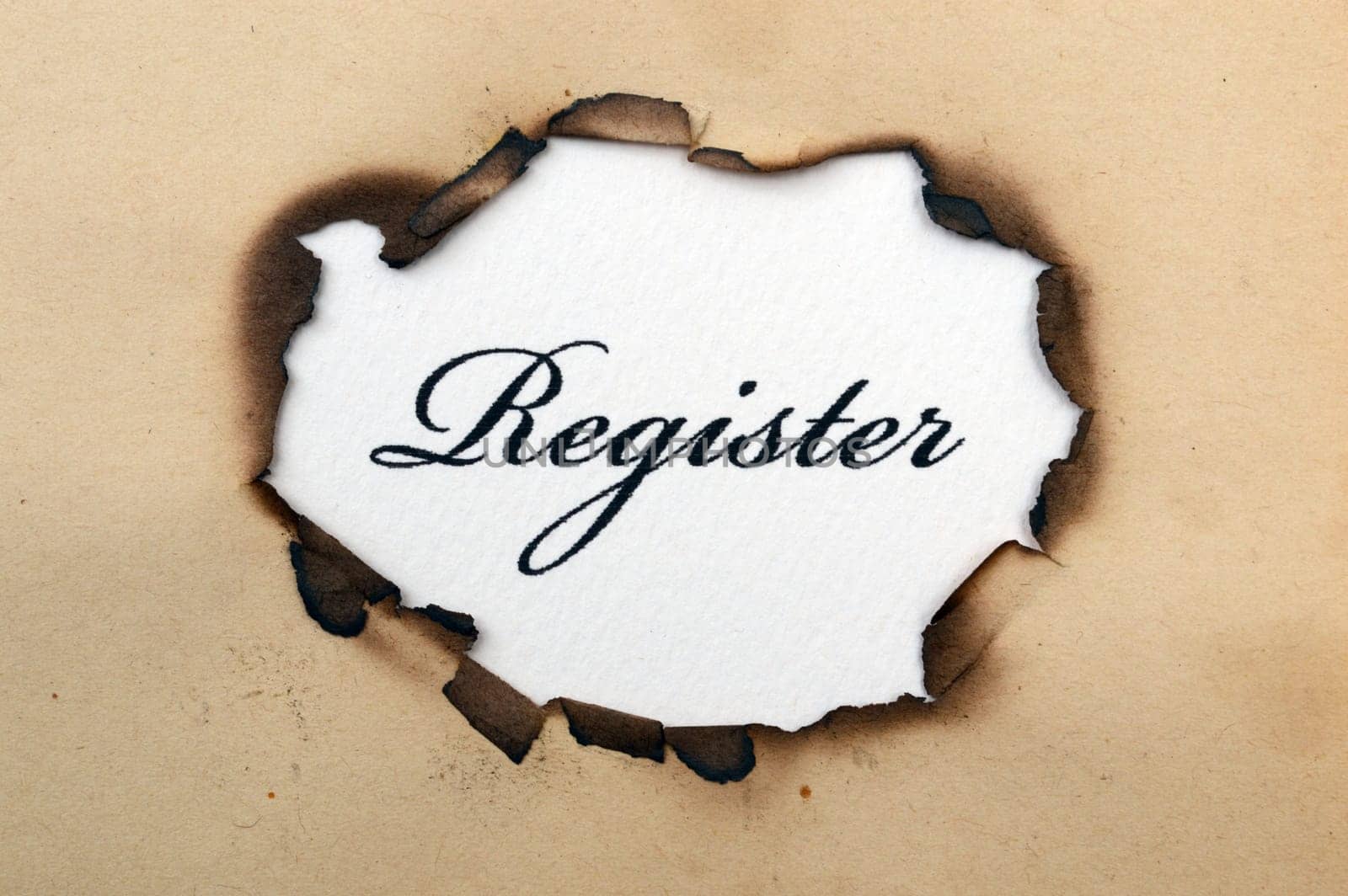 Register text on paper hole
