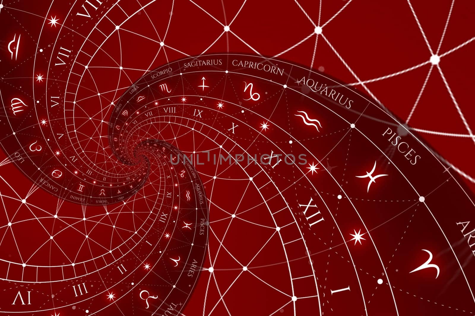 Astrology and alchemy sign background illustration - red