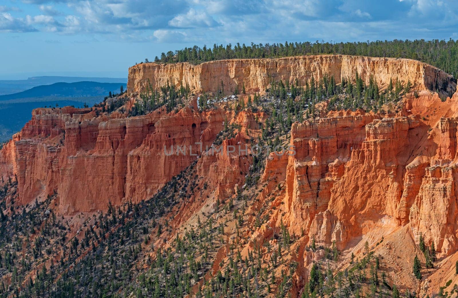 Eroded Red Cliffs in the Spring Sun in Bryce Canyon National Park in Utah