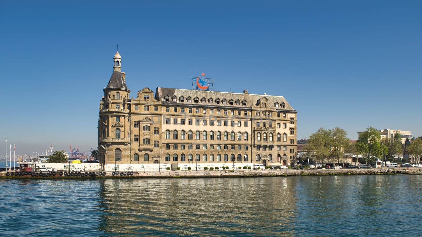 Istanbul, Turkey - April 27, 2017: Bosphorus, Haydarpasha Railway Terminal, south of the Port of Haydarpasha, Kadikoy, built in 1909