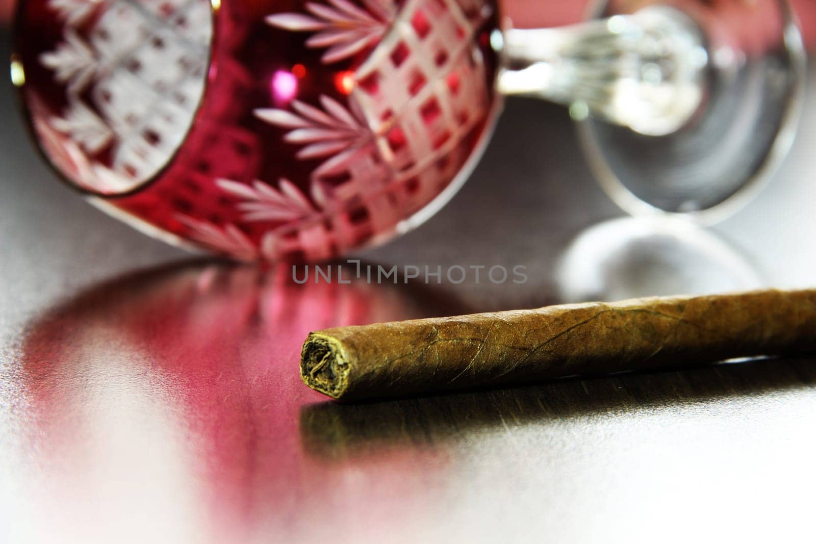CIgar and wine glass