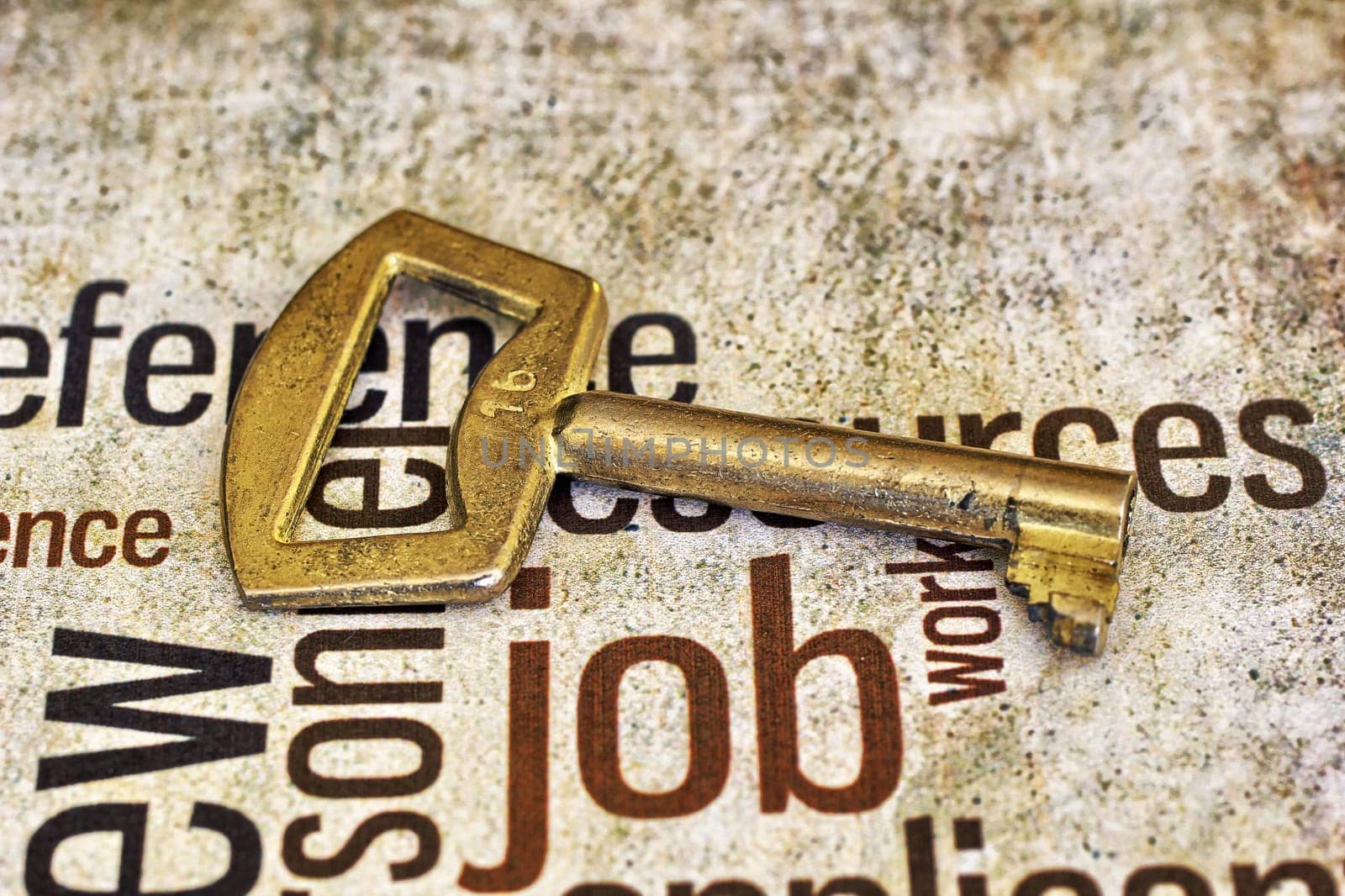 Golden key on job text