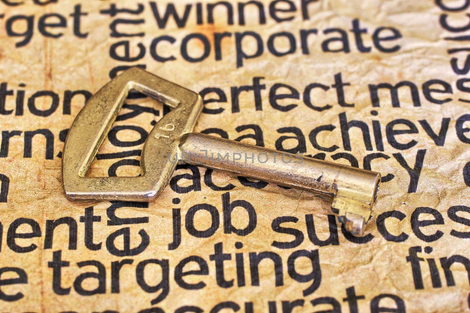Golden key on job text