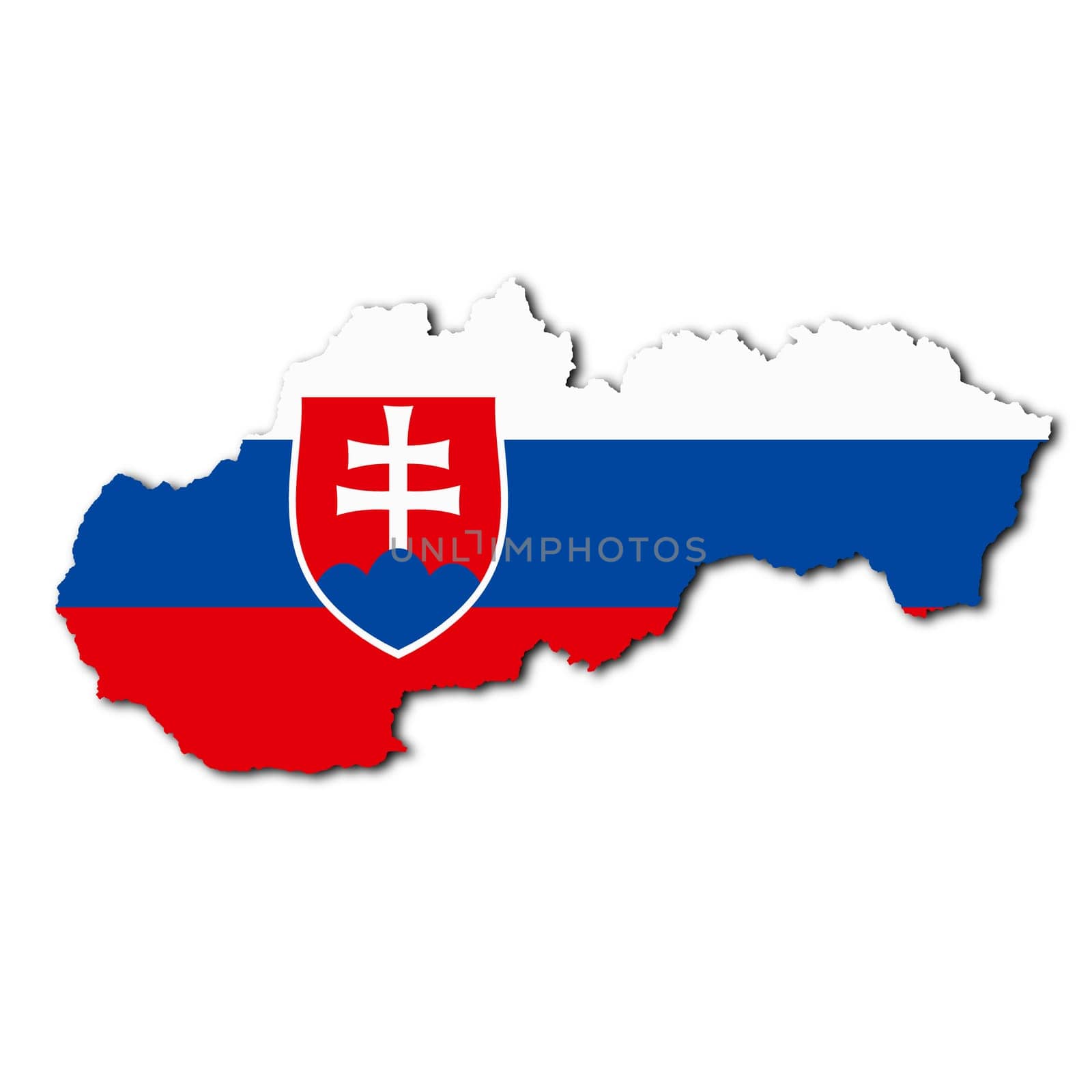 A Slovakia map on white background with clipping path 3d illustration