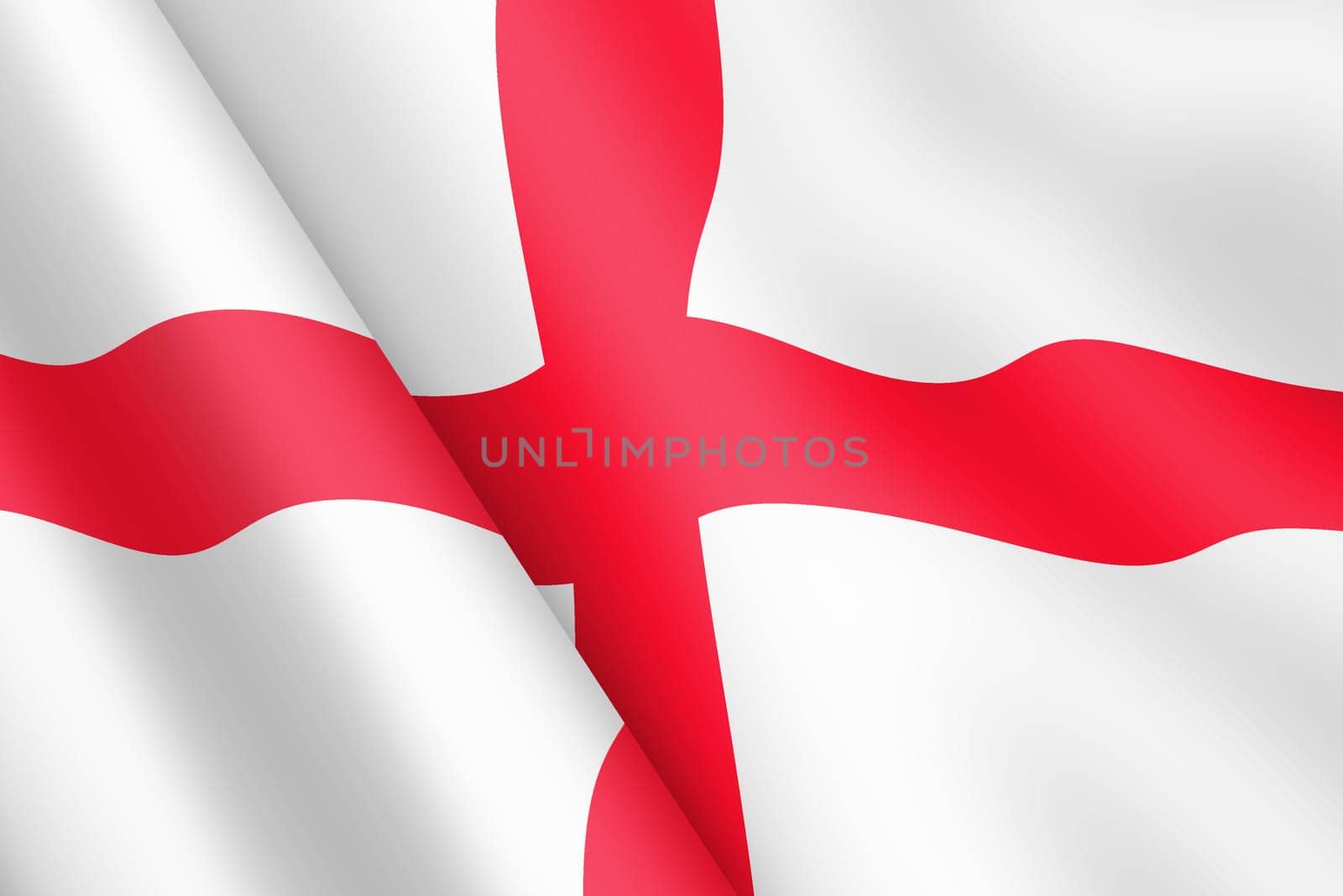An England waving flag 3d illustration wind ripple