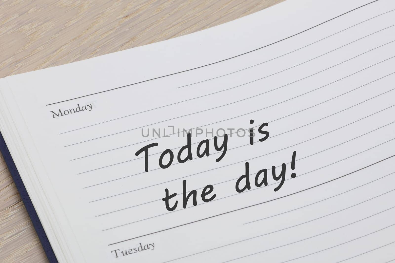 A Today is the day diary reminder appointment open on desk